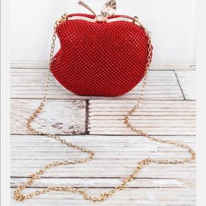 SASSY RED RHINESTONE APPLE CLUTCH